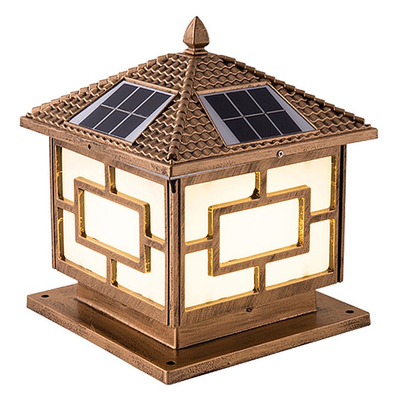 Simple Geometric LED Solar Lighting Fixture with Acrylic Shade for Garden