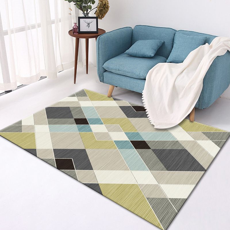 Contemporary Geometric Pattern Rug Multicolor Polyester Rug Washable Pet Friendly Non-Slip Area Rug for Living Room
