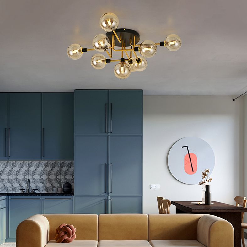 Plafonnier encastré contemporain avec abat-jour en verre pour salon et chambre à coucher