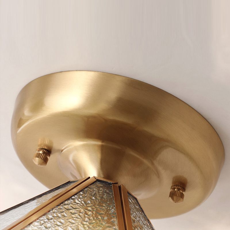 Colonial Scalloped Flush Mount Light Frosted Glass Brass Flush Mount Ceiling Lamp
