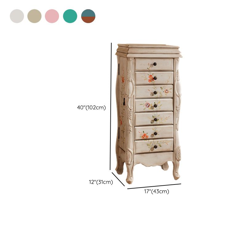 Industrial Side Cabinet in Solid Wood with 7 Drawers and 1 Door