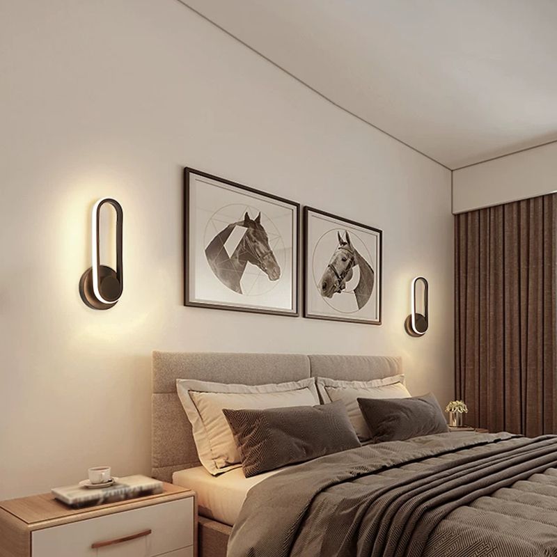 Acrylic Oval LED Wall Sconce in Modern Concise Style Aluminium Rotatable Wall Lamp for Bedroom