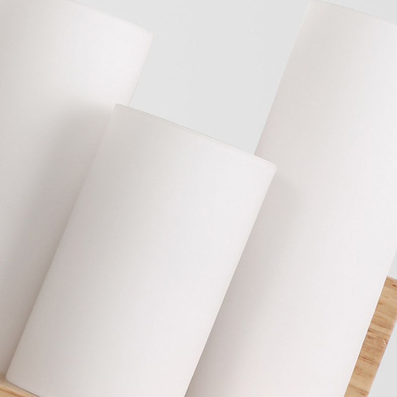 Modern Style Cylinder Shape Wall Light Wood 3 Lights Sconces for Bedroom