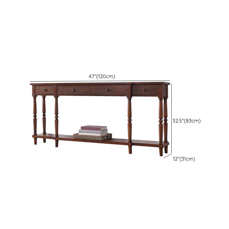 French Country Wood End Table Rectangle Console Sofa Table for Hall