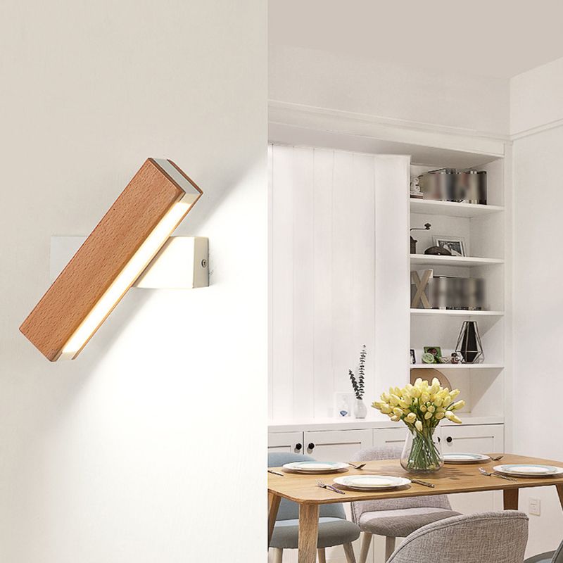 Luz de pared de madera de forma cuadrada estilo moderno 1 luz de montaje de pared ligera