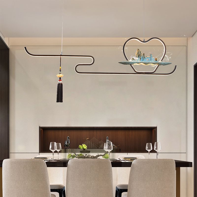 Ideas de iluminación de isla de metal lineal Ideas de té modernas iluminación de islas