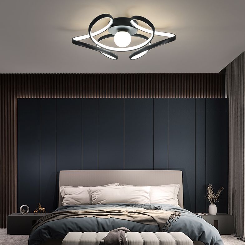 Metal Twist Flush Mount Ceiling Light Minimalist LED Flush Mount Fixture with Ball Acrylic Shade