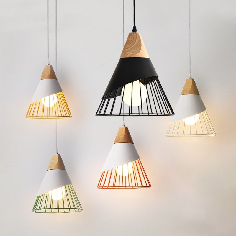 Metal Cone Shade Hanging Lights Modern Macaron Style 1 Head Hanging Mount Fixture for Restaurant