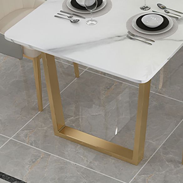 Minimalist Style Sintered Stone Dining Table Rectangular Dining Table with Metal Frame