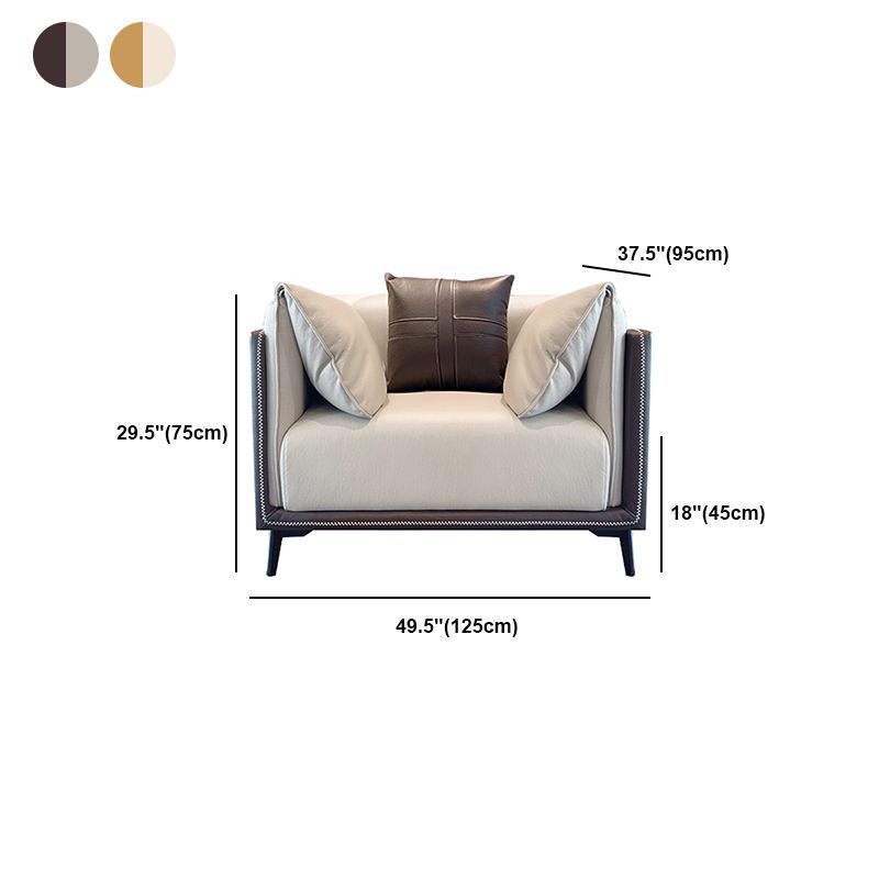 Modern Stain-Resistant Faux Leather Pillow Top Arm Sofa/Sectional for Living Room