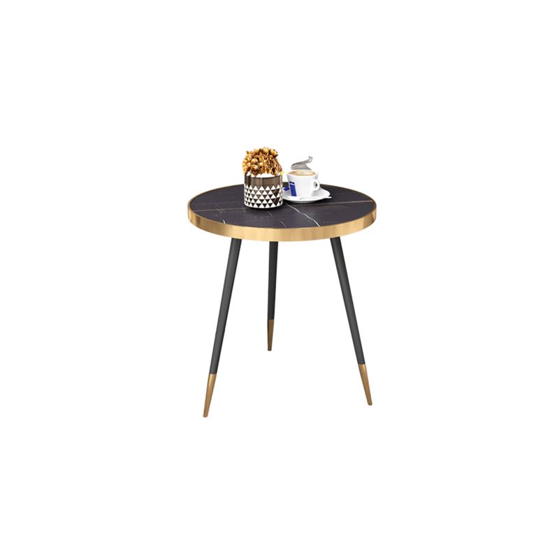 Modernistic Metal 3 Legs End Table Round Slate Top Side End Table