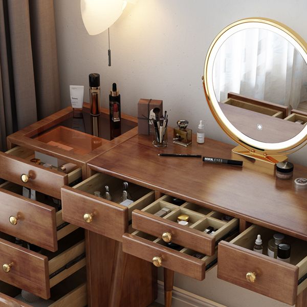 Scandinavian Dressing Table with Drawers Solid Wood Makeup Counter