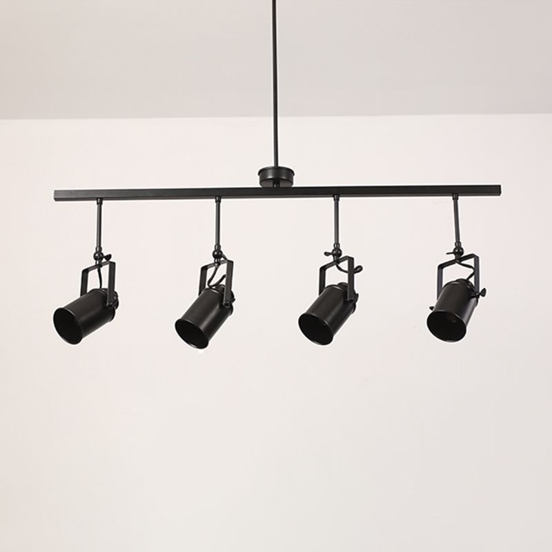 Industrial Style Iron Hanging Lamp Cylinder Shape Island Light Fixture for Bedroom