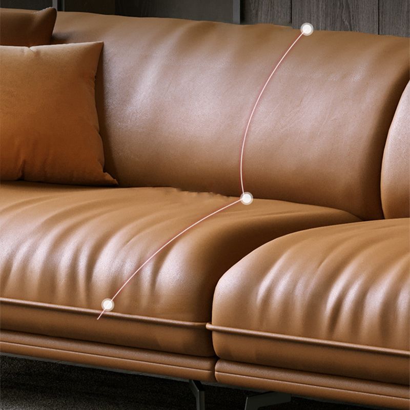 Modern Style with Pillow Back Leather/napa Upholstered Brown Sofa