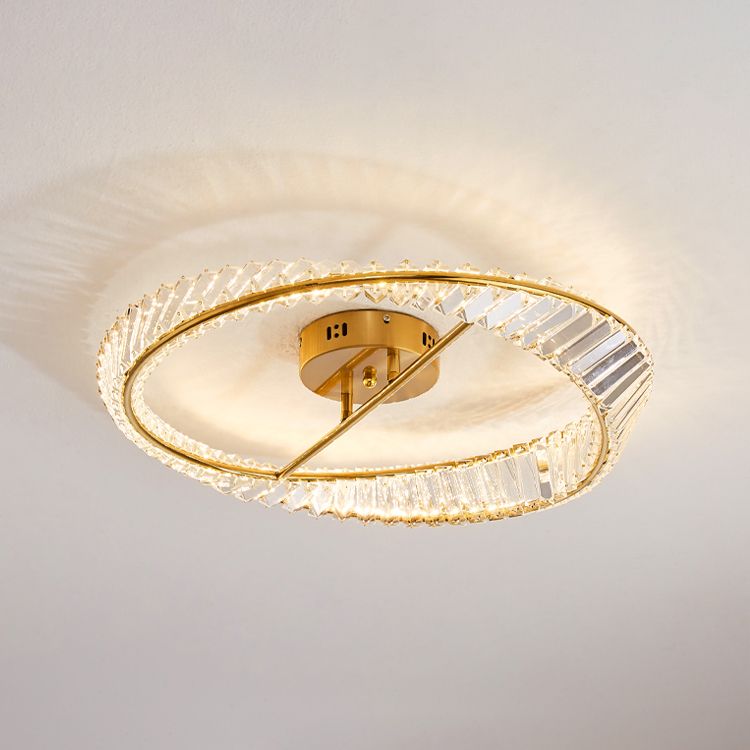 Plafonniers modernes dorés, éclairage de plafond encastré à LED avec abat-jour en cristal