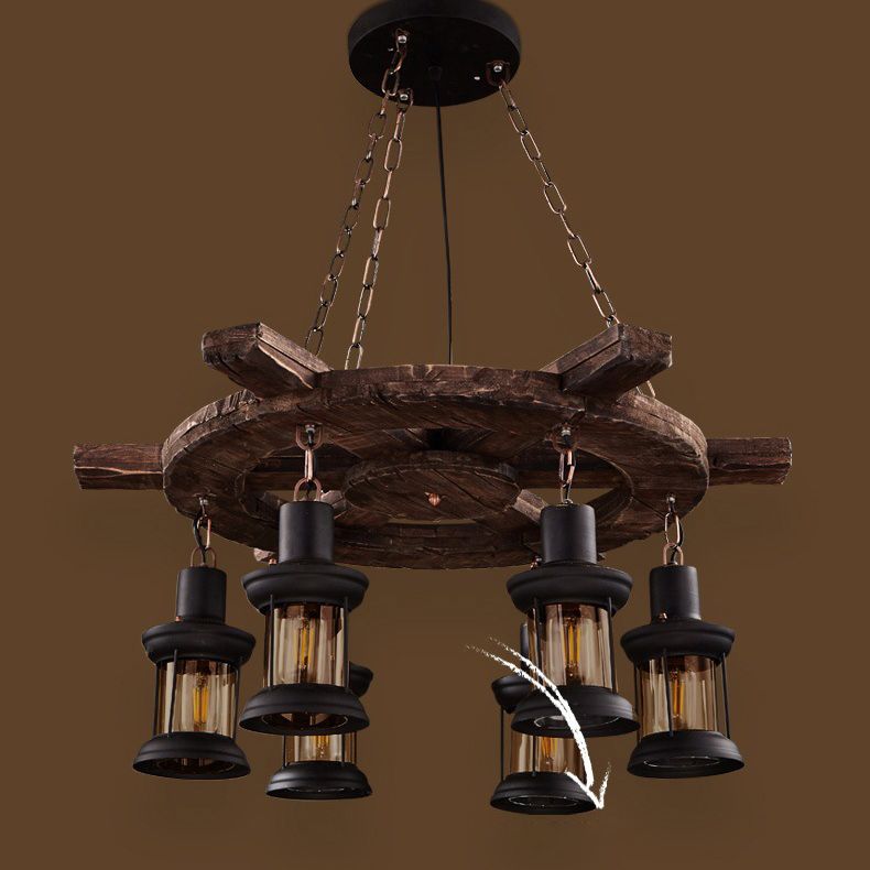 CHANDELIER LETRAGE RÉTRO RÉTRO RETRO 6-LIGHTES VINTAGE NUTICAL KEROSEN LAMP DESIG