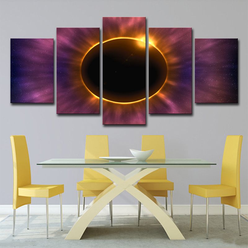 Purple Solar Eclipse Wall Art Astronomy Fictional Multi-Piece Canvas Print for Home