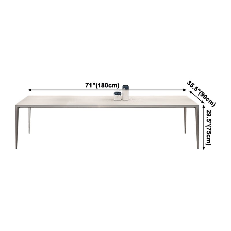 Contemporary Dining Table Sintered Stone Dining Table with 4 Metal Legs for Dining Room