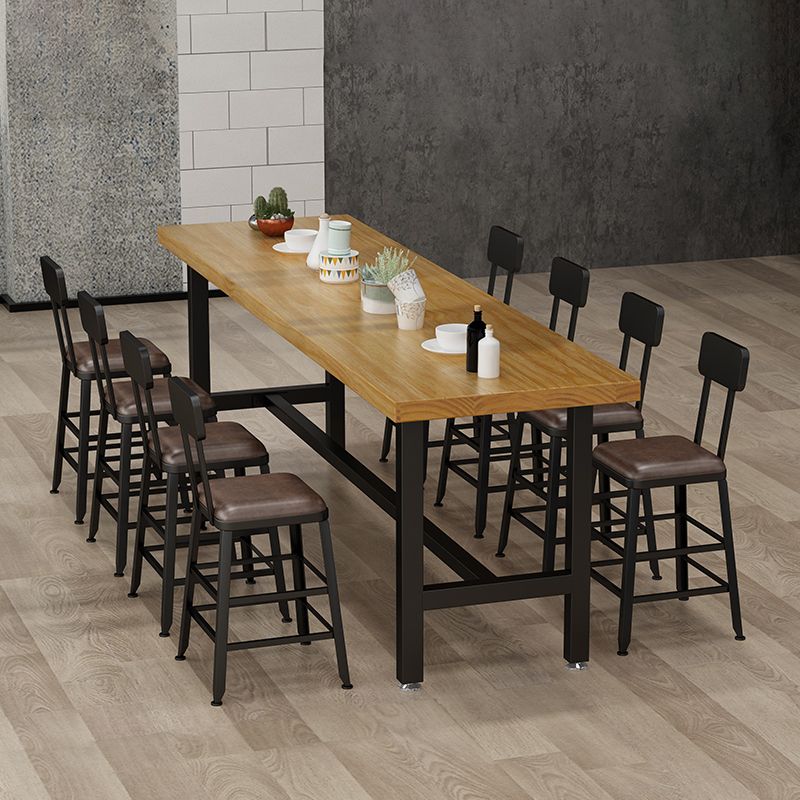 Cafe Modern Solid Wood Bistro Table Rectangle Footrest Trestle Pub Bar Table