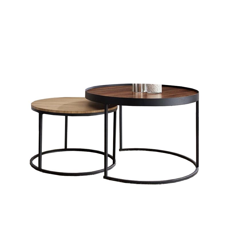 Contemporary Coffee Table Solid Wood Round Coffee Cocktail Table