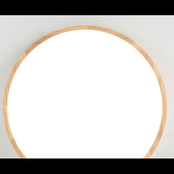 Circle Flush-Mount Light Fixture Modern Style Wooden LED Bedroom Flush Ceiling Light Fixture in Wood