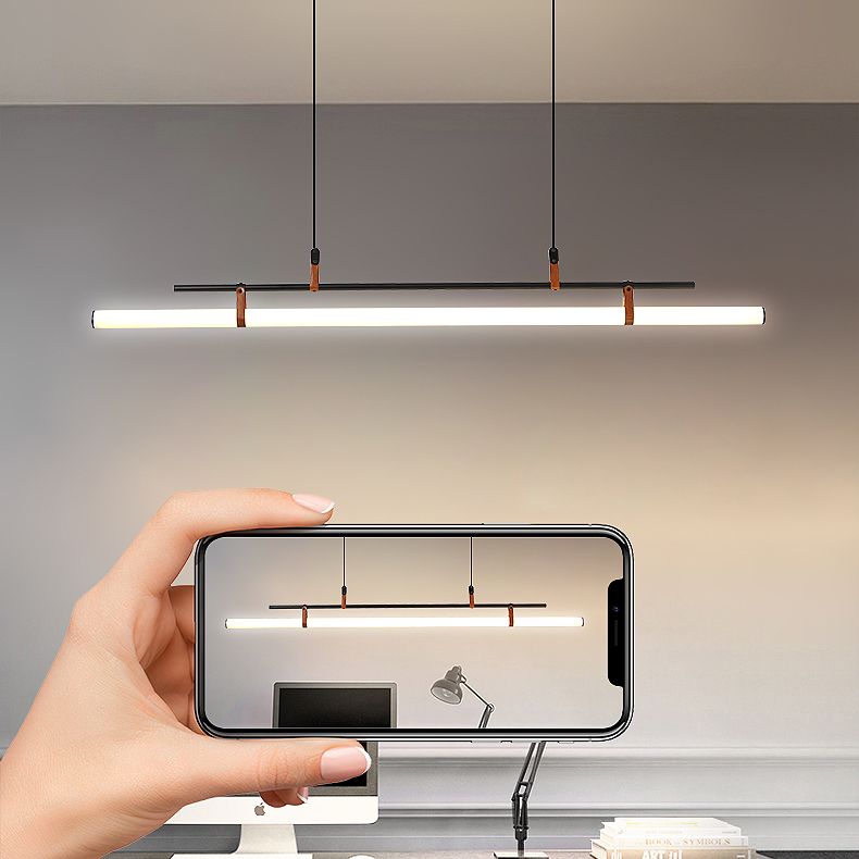 Lineare Metall Island Leuchte moderne Deckenheizlicht für Esszimmer