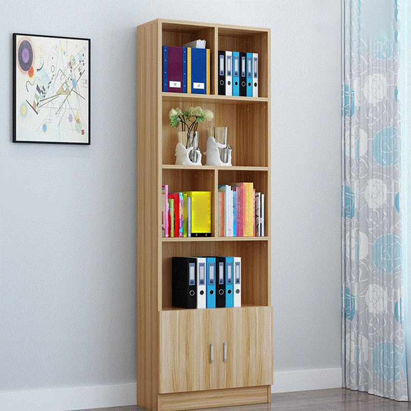 Closed Back Wooden Bookshelf Modern Home Living Room Standard Bookcase with Door
