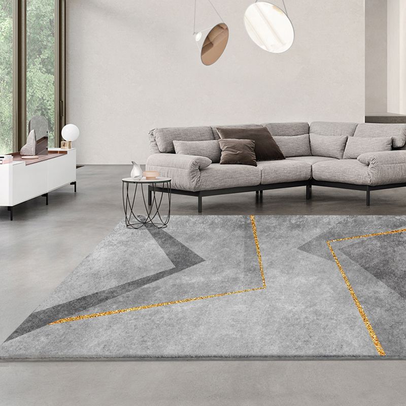 Black Modern Rug Blended Striped Rug Non-Slip Backing Rug for Home Decor