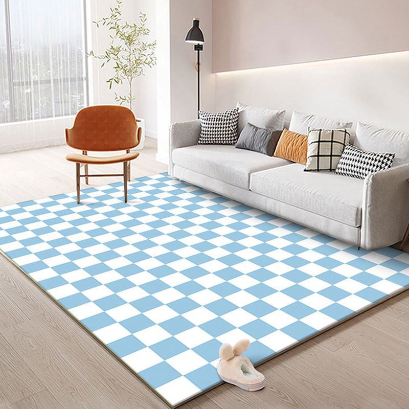 Solid Color Home Decoration Carpet Simplicity Checkered Area Rug Polyester with Non-Slip Backing Rug