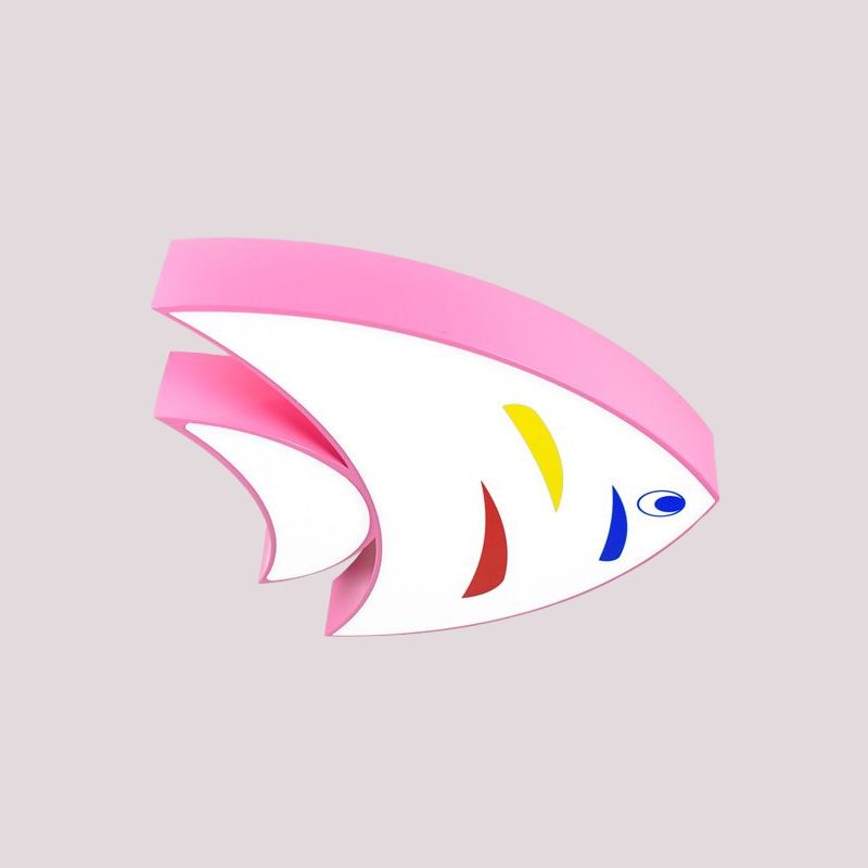 Acrylic Tropical Fish Flush Mount Light Children Style Red/Yellow/Blue LED Close to Ceiling Lamp