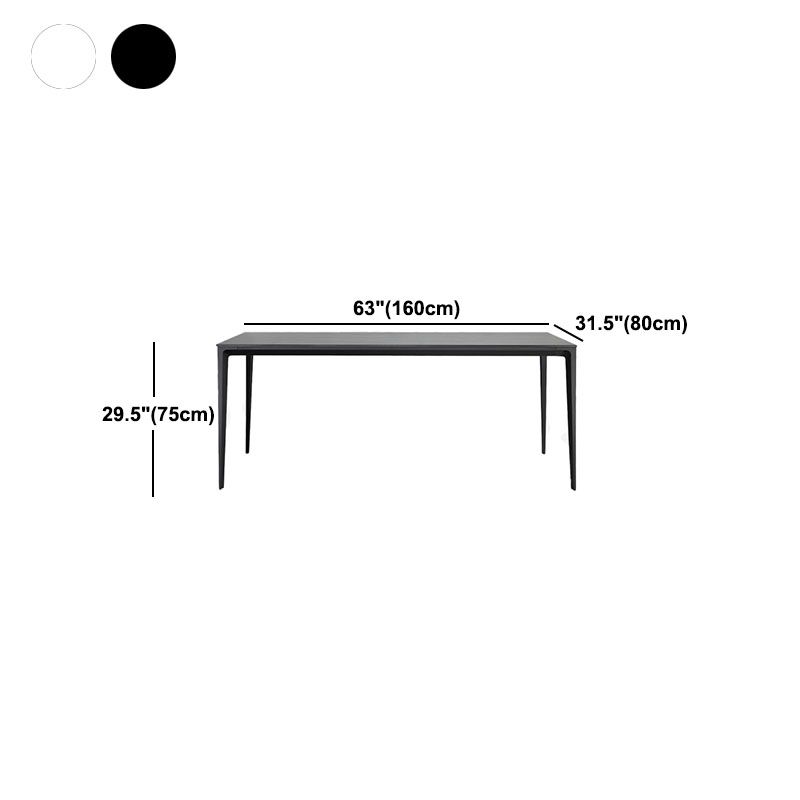 Stone Top Dining Table Modern Dining Table with 4 Metal Legs