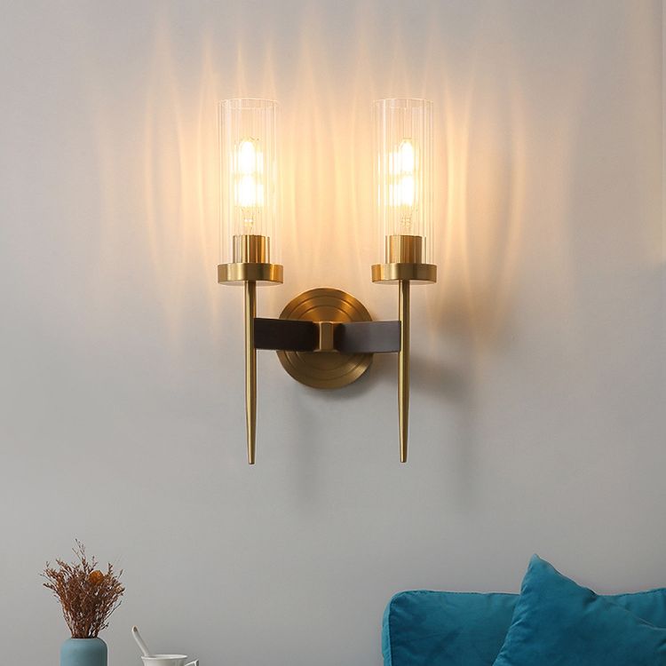 Cylindrical Clear Glass Wall Lighting Fixtures Modern Wall Mounted Light Fixture for Bedroom