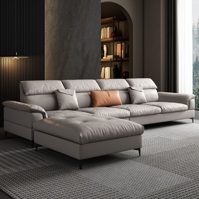 Modern 35.43 " H Faux Leather Pillow Top Arm Sofa for Living Room