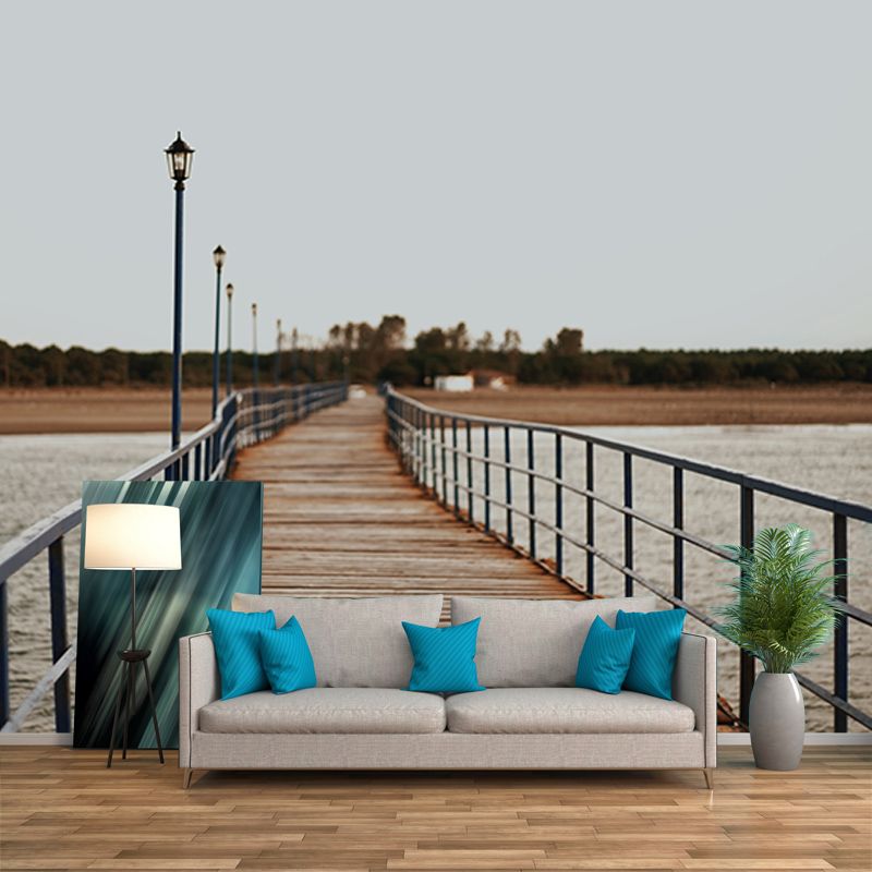 Wooden Bridge Mildew Resistant Wallpaper Photography Sleeping Room Wall Mural