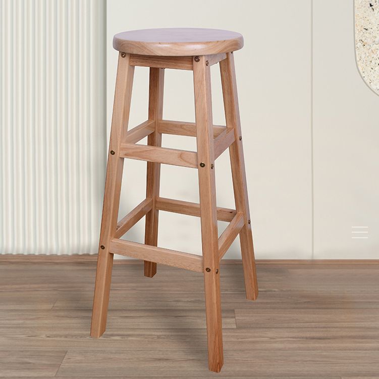 Modern Armless Backless Counter Stool Wood Bar Stool with Footrest