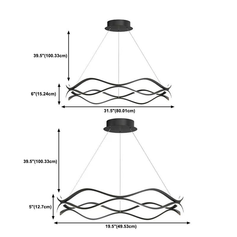 Wave Shape Chandelier Pendant Light Minimalist LED Metal Chandelier Lighting