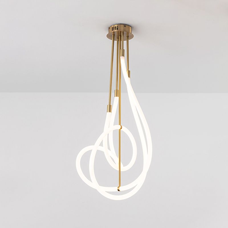 Simple Style Chandelier Gold Led Hanging Light for Bedroom Dining Room