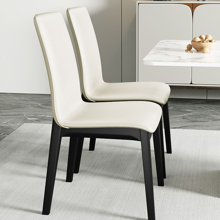 Silla de comedor de madera de estilo escandinavo, silla sin brazos con respaldo macizo (juego de 2)