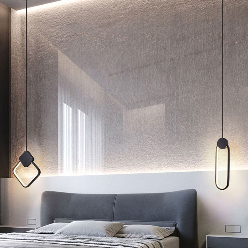 Luz colgante de LED de aluminio geométrico en simplicidad moderna de hierro forjado que colgaba con sombra de silicona