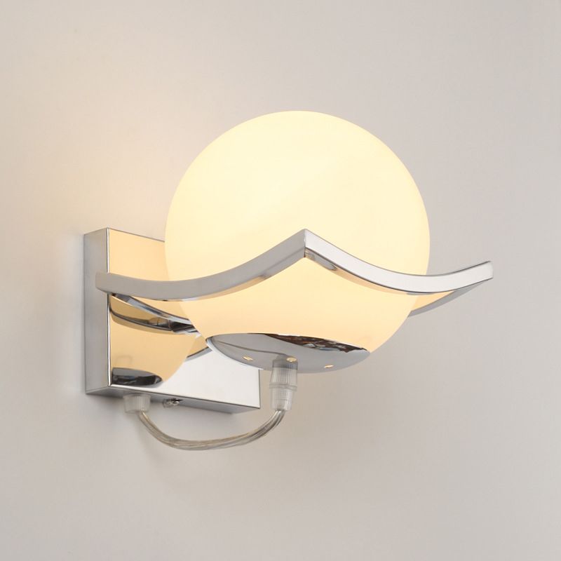 Modern Contracted Ball 1 Head Glass Material Milky White Wall Lamp