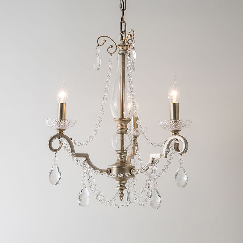 Cougie Clear Crystal Chandelier Lightture Rustic 3/6/8 Lights Living Room Suspension Lampe en argent