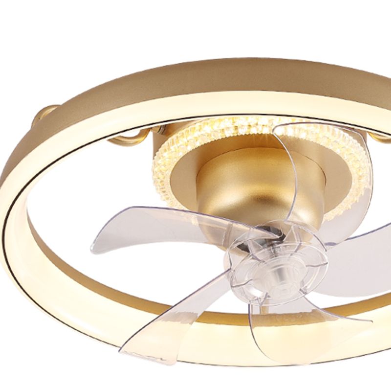 Round Shape Metal Ceiling Fans Kid Style 2 Lights Flush Ceiling Fan