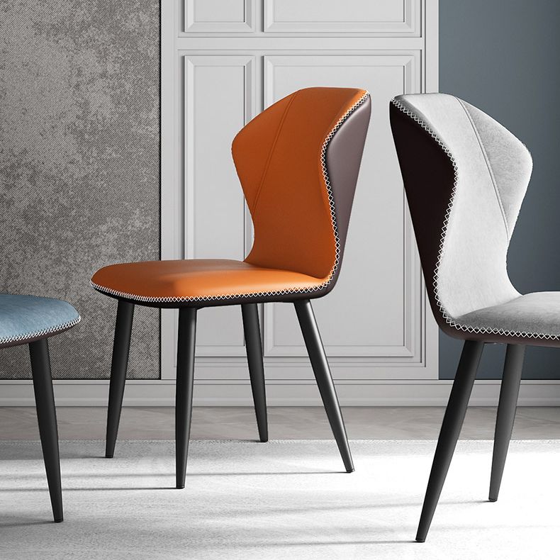 Chaises de salle à manger sans accoudoirs rembourrées à oreilles, chaises d'appoint avec pieds en métal