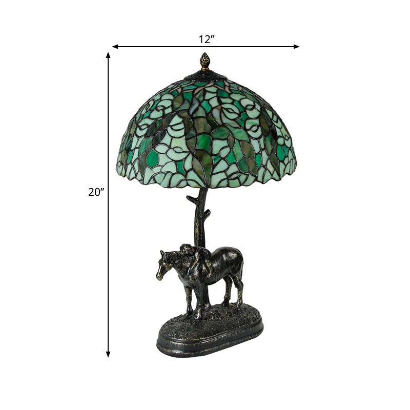 1 iluminación de escritorio de salón ligero Tiffany Bronze Lámpara Night -stand con sombra de vidrio cortado