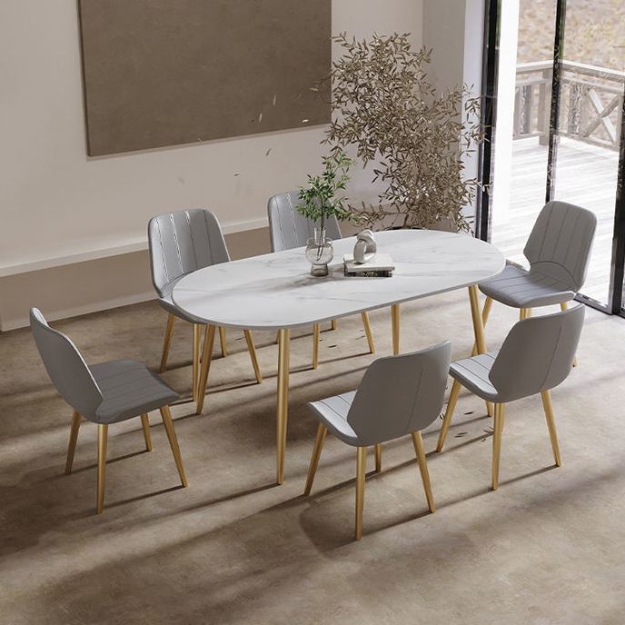 Modern Oval Dinette Table White Home Kitchen Dinner Stone Top 4-foot Resin Table