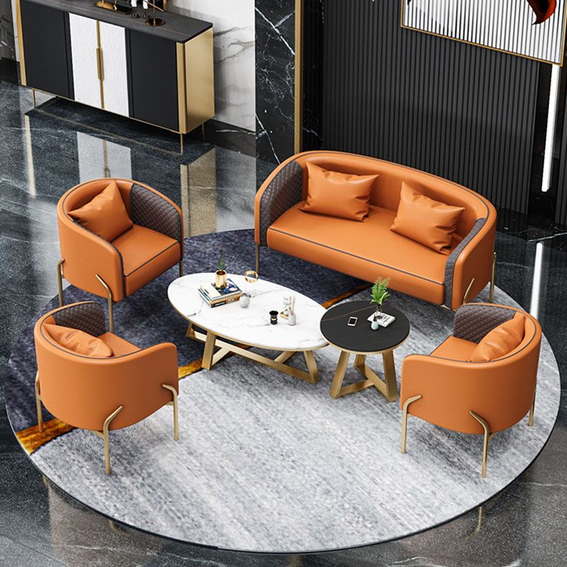 Glam Metal Dining Room Chairs Leather Dining Armless Chair for Restaurant Use