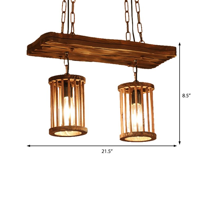 Cilindro de lámpara de lámpara de madera lámpara de techo de comedor industrial 2/3