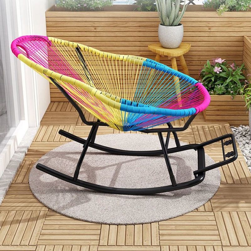 Contemporary Rocking Chair Woven Rope Rocking Accent Chair for Porch