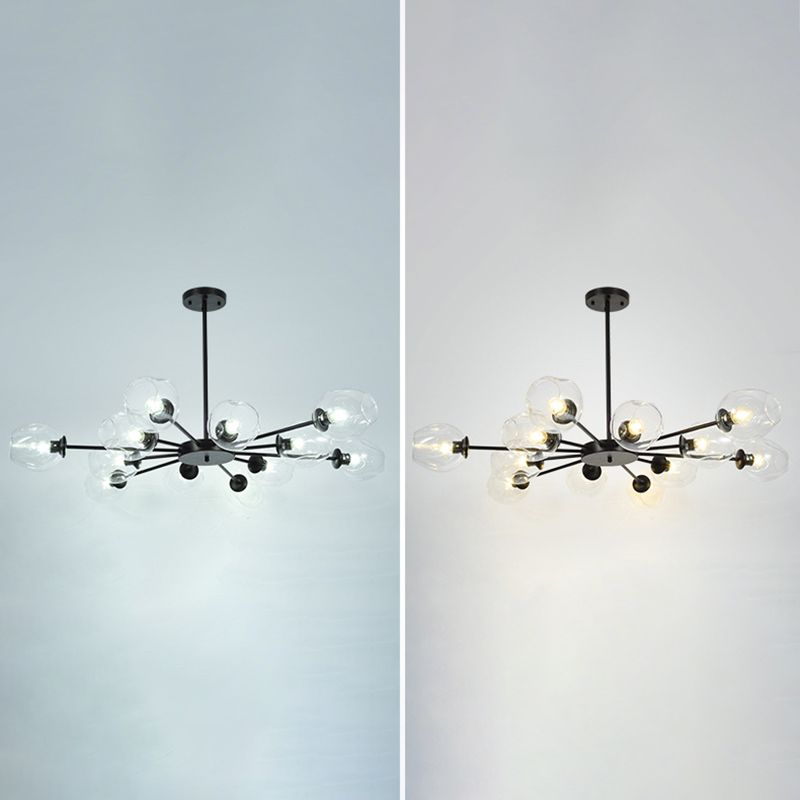 Modern Creative Indoor Pendant Light Wrought Iron Sputnik Hanging Lamp with Glass Shade