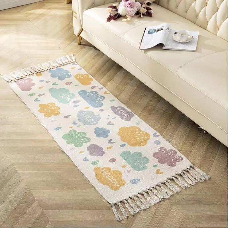 Alfombra étnica de patrón étnico vintage alfombra de algodón ecléctica alfombra lavable para sala de estar para sala de estar